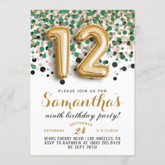 12. Geburtstag Confetti Einladung