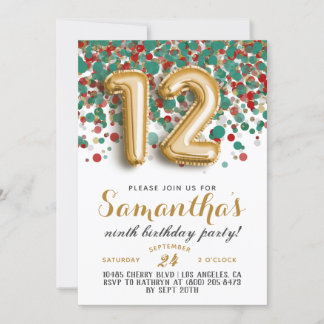 12. Geburtstag Confetti Einladung