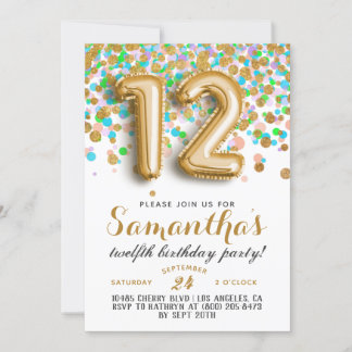 12. Geburtstag Confetti Einladung