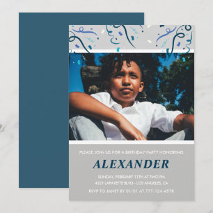 12. Geburtstag Einladungen Boy Confetti Foto Navy