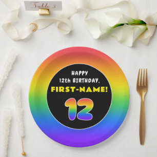 12. Geburtstag: Farbiger Regenbogen # 12, Individu Pappteller