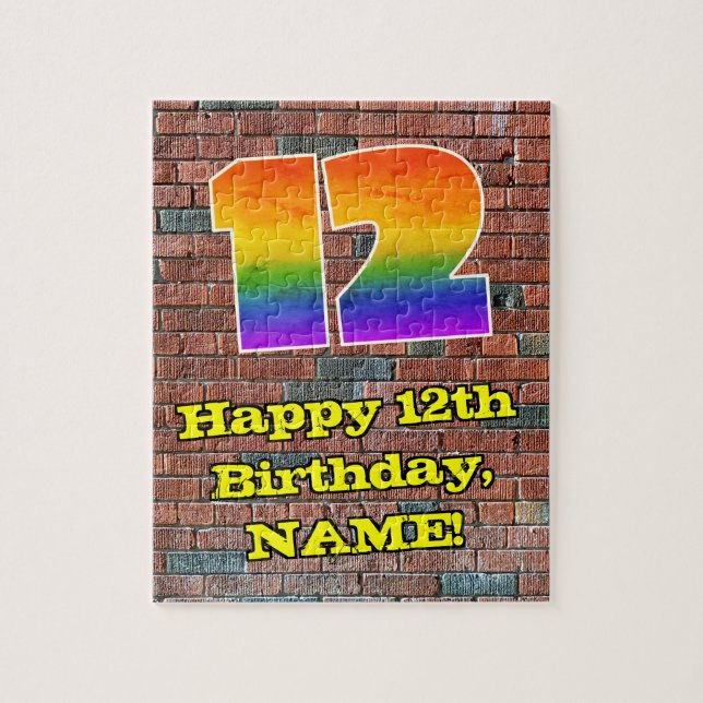 12. Geburtstag: Fun Graffiti-Inspiriert Regenbogen (Vertikal)