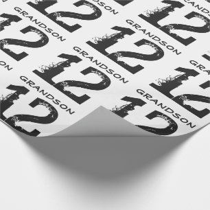 12. Geburtstag für einen Enkel, schwarzer Text au Geschenkpapier