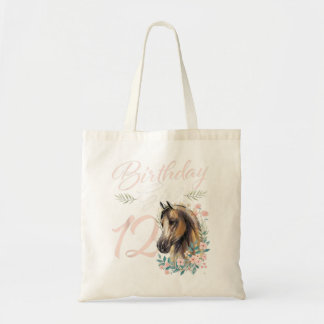 12. Geburtstag Girl Horse Lover 12 Jahre alter Tag Tragetasche