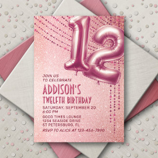12. Geburtstag Girls Rose Gold Einladung