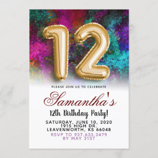 12. Geburtstag - Gradient Invitation Einladung