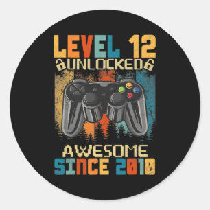 12. Geburtstag Level 12 freigeschaltet Großartig 2 Runder Aufkleber