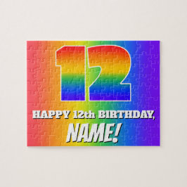 12. Geburtstag — mehrfarbiges Regenbogenmuster "12