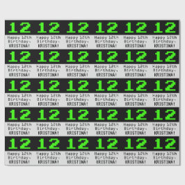 12. Geburtstag - Nerdy / Geeky Style "12" und Name Geschenkpapier
