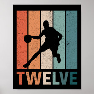 12. Geburtstag Retro Basketball Liebhaber 12 Jahre Poster