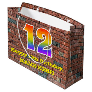 12. Geburtstag: Spaß, Graffiti-Inspiriert Regenbog Große Geschenktüte