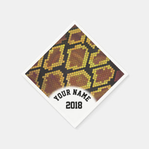 12 Gold und Brown Snake Themed Napkins Serviette