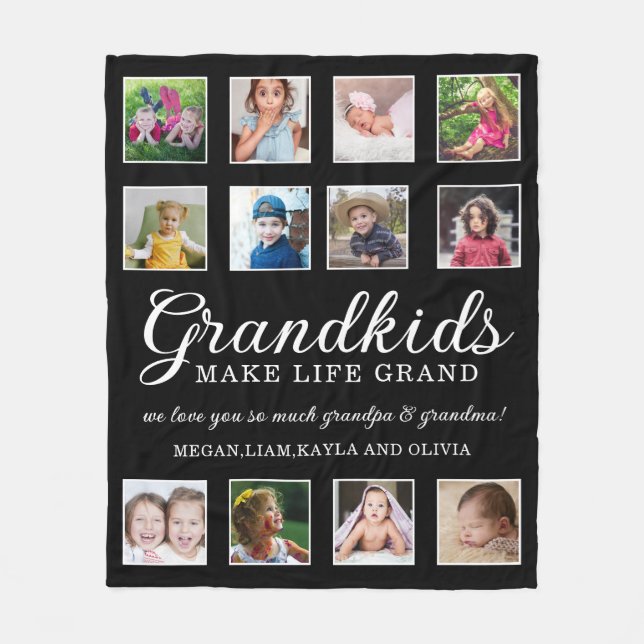 12 Großkinder der FotoCollage machen ein großartig Fleecedecke (Vorderseite)