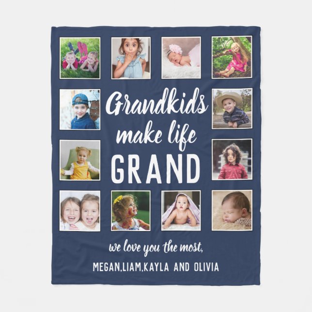 12 Großkinder der FotoCollage machen ein großartig Fleecedecke (Vorderseite)