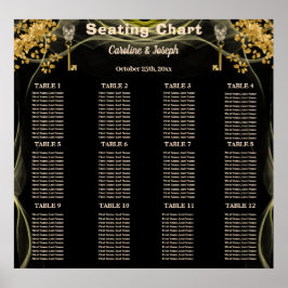 12 Halloween Hochzeitstische Schwarze und Goldene  Poster