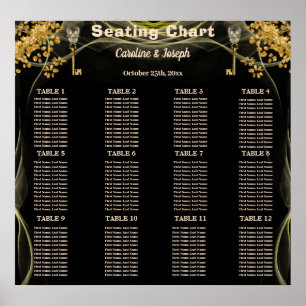 12 Halloween Hochzeitstische Schwarze und Goldene  Poster