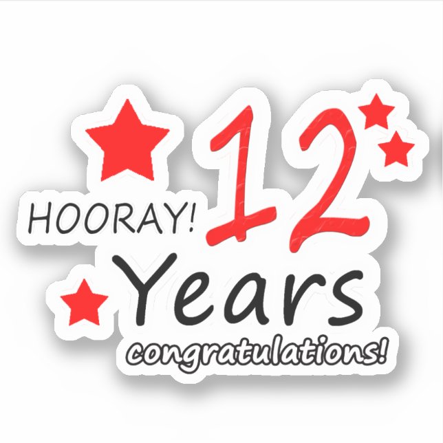12. Hochzeitstag - 12 Jahre Geburtstag Aufkleber (Vorderseite)