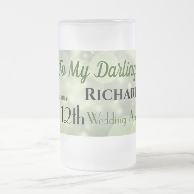 12. Hochzeitstag Mattglas Bierglas (Mittel)