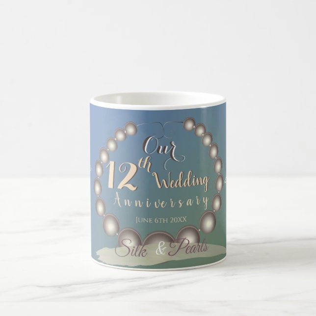 12. Hochzeitstag Schwarze Perlen Kaffeetasse (Mittel)