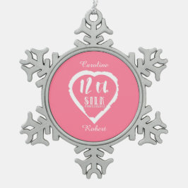 12. Hochzeitstag Seide traditionellen Schneeflocken Zinn-Ornament