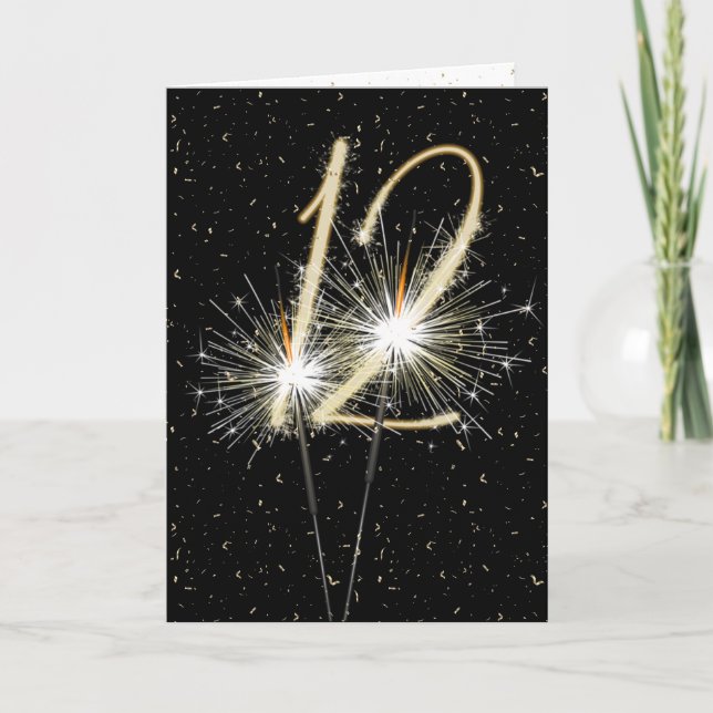 12. Hochzeitstag Sparkler Karte (Vorderseite)