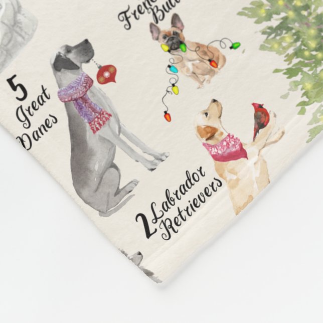 12 Hunde Weihnachten in der knuddeligen Fleecedecke (Ecke)