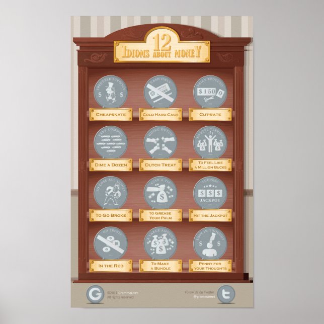 12 Idiome über Geld Poster (Vorne)
