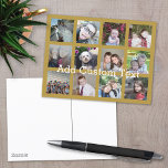 12 Insta Foto Collage mit Gold Hintergrund Postkarte<br><div class="desc">Fügen Sie Ihre Lieblings-Bilder zu dieser lustigen Vorlage. Sie können Instagram-Foto oder andere Foto für dieses Raster verwenden.</div>
