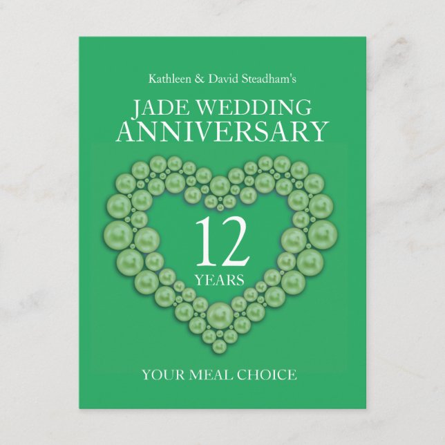 12. Jade Wedding Jubiläum grüne Mahlzeit Wahl Begleitkarte (Vorderseite)