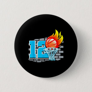 12 Jahre alt 12. Basketball Geburtstagsparty Thema Button