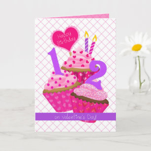 12 Jahre alt am Valentinstag  Geburtstag Karte