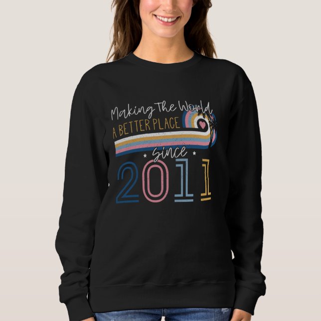 12 Jahre alt Mädchen machen die Welt zum besseren  Sweatshirt (Vorderseite)