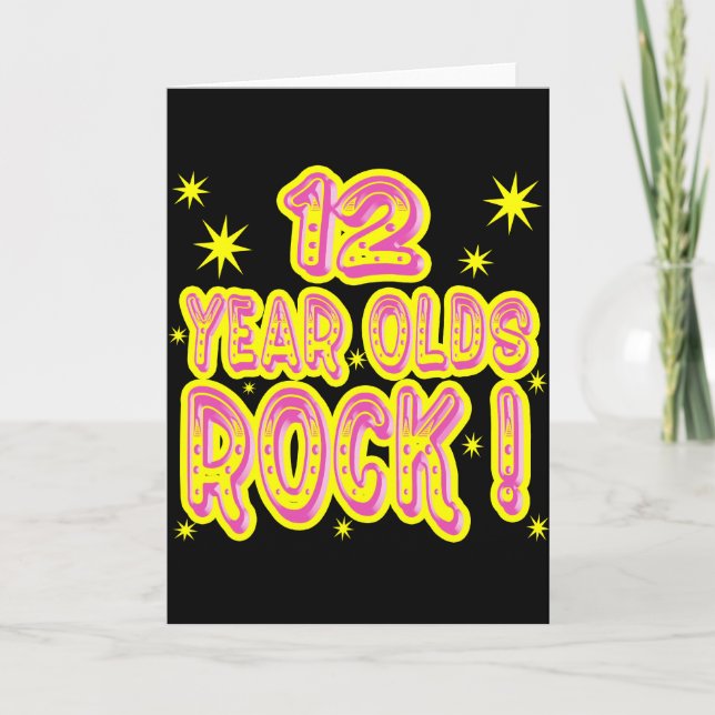 12 Jahre alt Rock! (Rosa) Grußkarte Karte (Vorderseite)