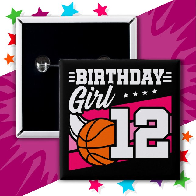 12 Jahre altes Basketball-Party 12. Geburtstagskin Button (Von Creator hochgeladen)