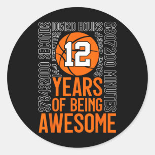 12 Jahre Awesome Sketll 12. Geburtstag  Runder Aufkleber