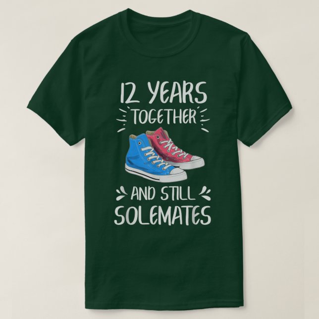 12 Jahre gemeinsam 12. Jahrestag Valentinstag T-Shirt (Design vorne)