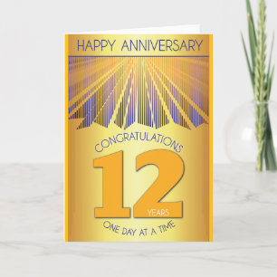 12 Jahre nüchternes Jubiläum Golden Ray 12-Schri Karte