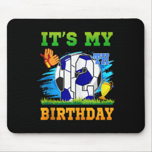12-jähriger Junge Es ist mein 12. Geburtstag Fußba Mousepad