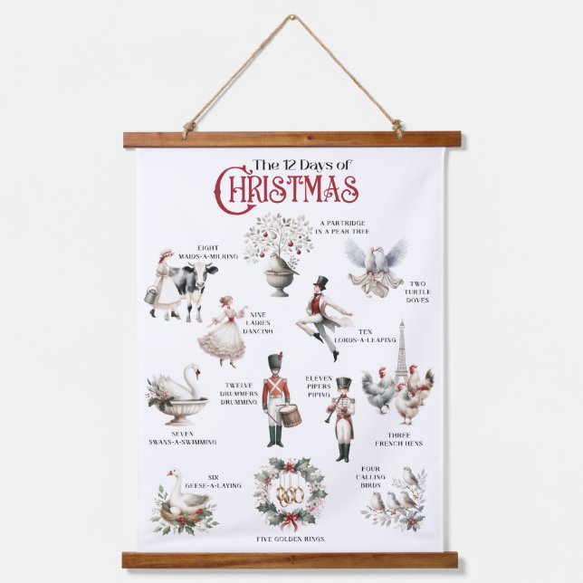 12 Jours de Noël Tapisserie murale pendante (Recto)