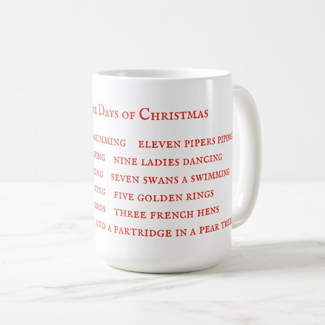 12 JOURS LYRICS Tall White Mug (Devant droit)