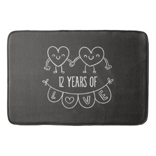 12. Jubiläum Geschenk Chalk Herzen Badematte