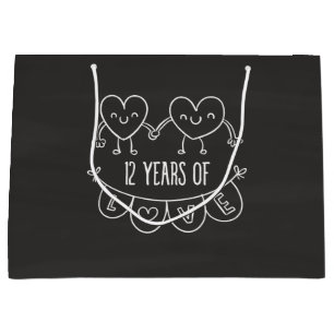12. Jubiläum Geschenk Chalk Herzen Große Geschenktüte