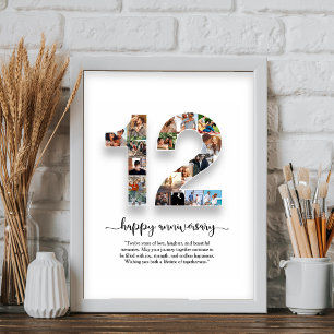 12. Jubiläums-Foto-Collage-Plakat Poster