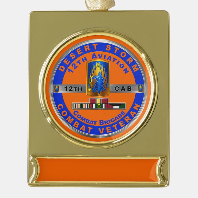 12. Kampf Luftfahrt Brigade Wüste Sturm Veteran Banner-Ornament Gold (Vorderseite)