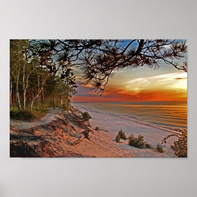 12 km Strand bei Sonnenuntergang Poster (Vorne)
