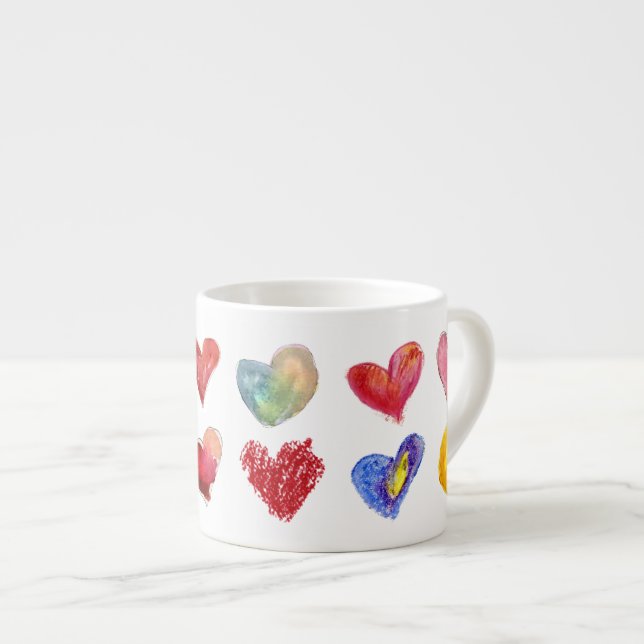12 künstlerische Liebe-Herzenespresso-Tasse Espressotasse (Vorderseite Rechts)