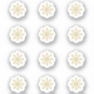 12 Mini Gold Snowflake Stickers