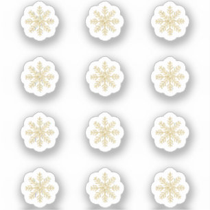 12 Mini Gold Snowflake Stickers Aufkleber