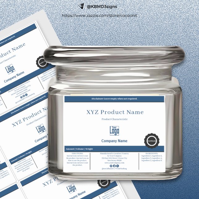 12 Minimal Blue White Black Product Labels (12 Minimal Blue White Black Product Labels)