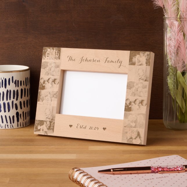 12 Mit Monogramm Holzlaserfamilie Geätzte Rahmen (Links)